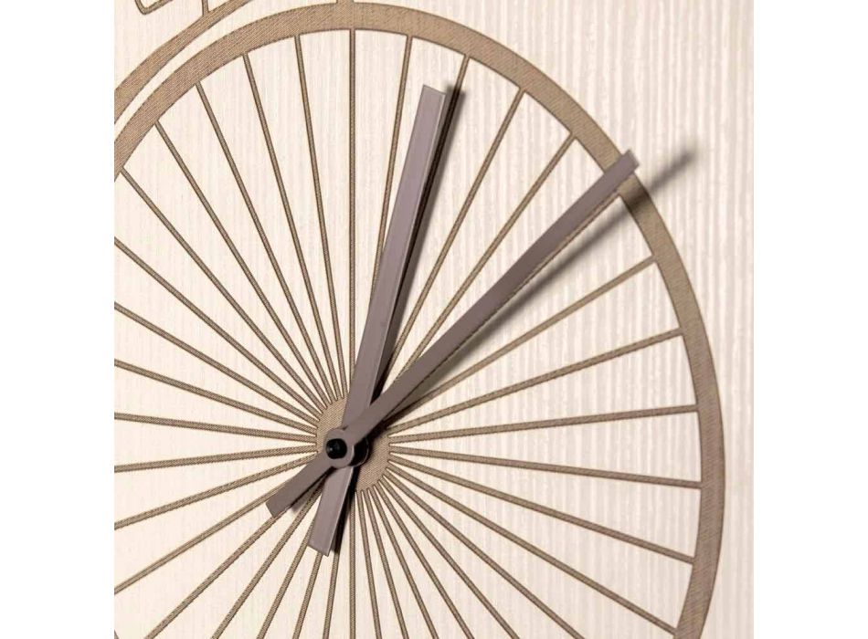 Reloj de pared de madera de diseño redondo con decoraciones en 2 acabados - Byko viadurini