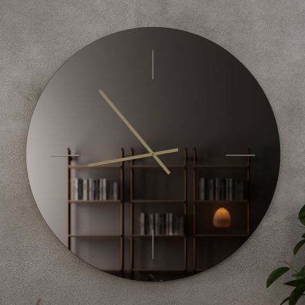 Reloj de pared de cristal con agujas de latón satinado - Radia viadurini