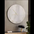 Reloj de pared de cristal con efecto mármol Calacatta y agujas de latón - Axis viadurini