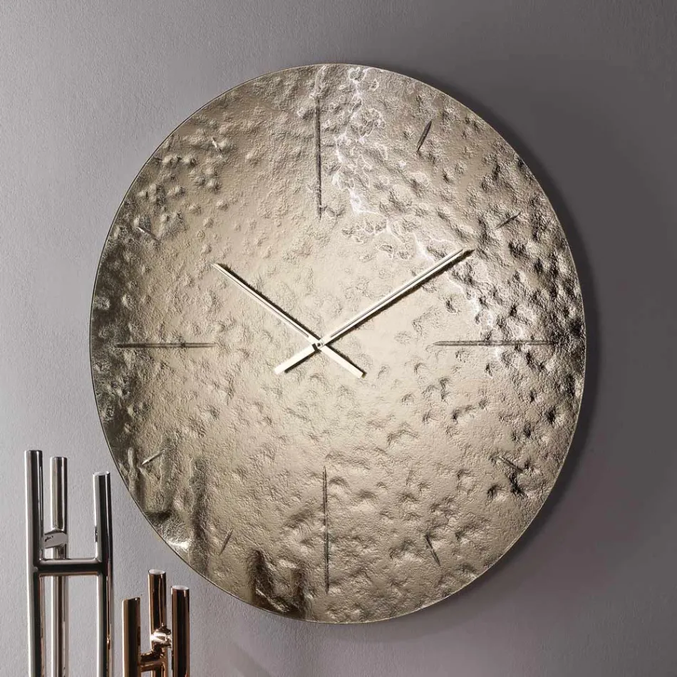 Reloj de pared de vidrio fundido ondulado con manecillas de latón - Radia viadurini