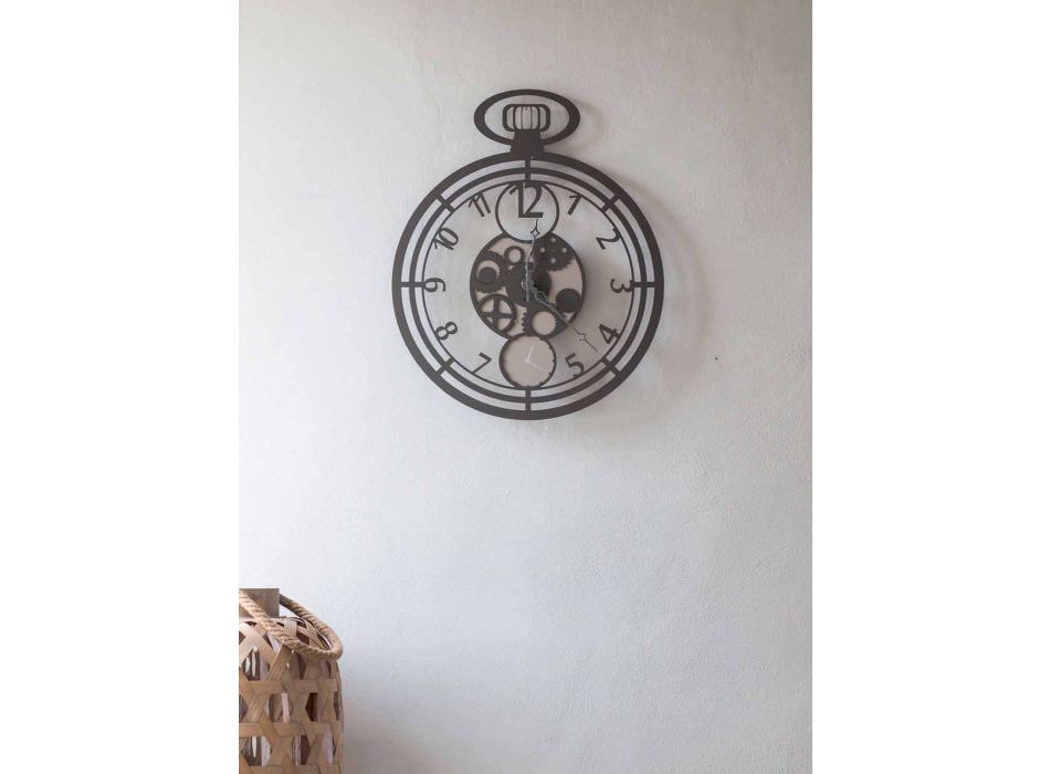 Moderno reloj de pared circular en hierro coloreado hecho en Italia - cereza viadurini