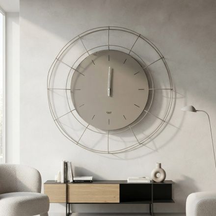 Reloj de pared moderno Adalgiso en acero coloreado, fabricado en Italia. viadurini
