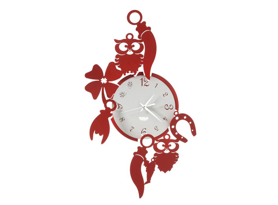 Reloj de pared de hierro de diseño redondo con decoraciones de Fortuna - Tibio viadurini