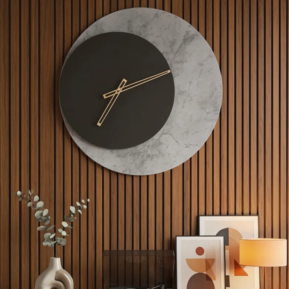 Reloj de pared redondo Elara de metacrilato estampado, fabricado en Italia. viadurini