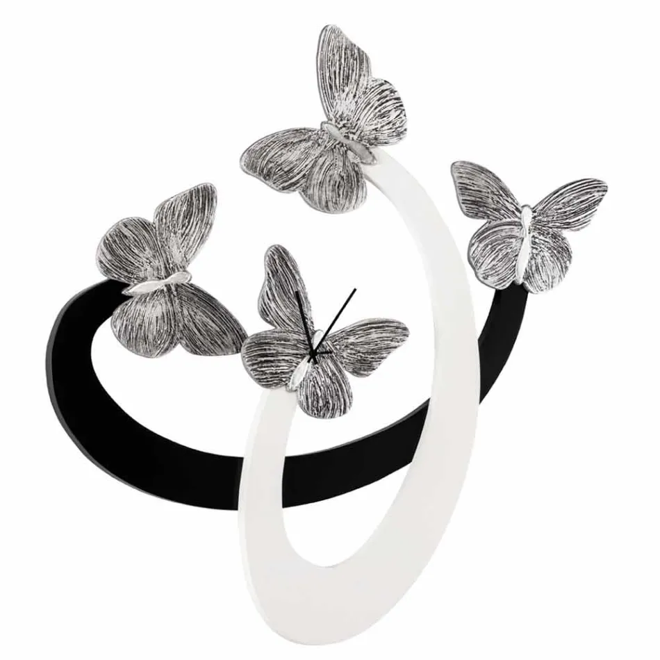 Reloj de pared de diseño marfil / negro hecho a mano en Italia Zenia viadurini