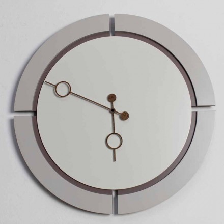 Reloj de pared redondo grande de diseño moderno en madera marrón y beige - Osvego viadurini