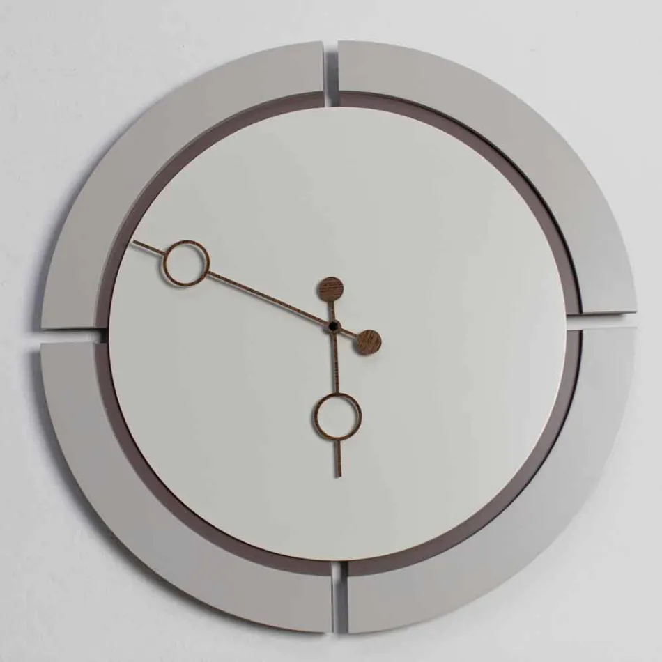 Reloj de pared redondo grande de diseño moderno en madera marrón y beige - Osvego viadurini