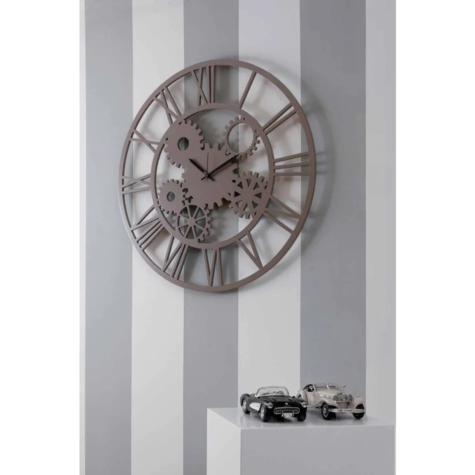 Reloj de pared grande y redondo de madera en mal estado - Mecanismo viadurini