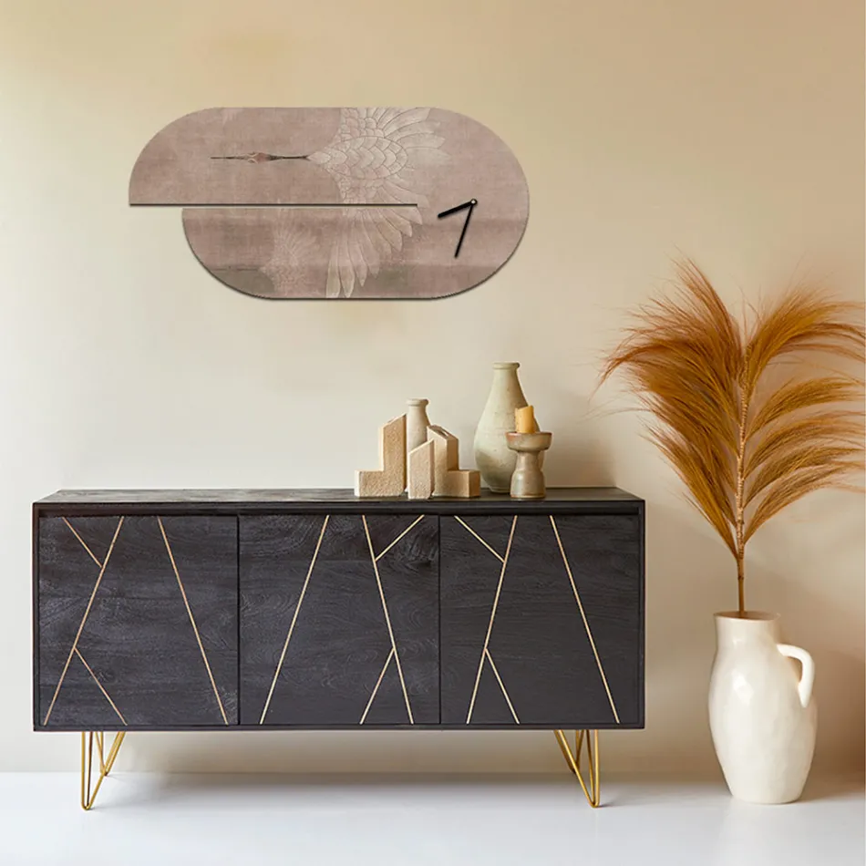 Reloj de Madera con Estampado de Garzas Made in Italy - Palau viadurini