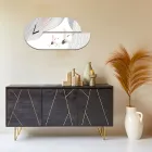 Reloj de Madera con Estampado de Garzas Made in Italy - Palau viadurini