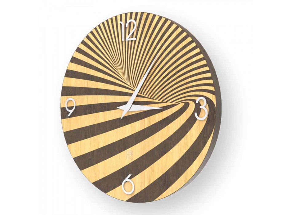Reloj de madera decorado con diseño azzio, hecho en Italia. viadurini