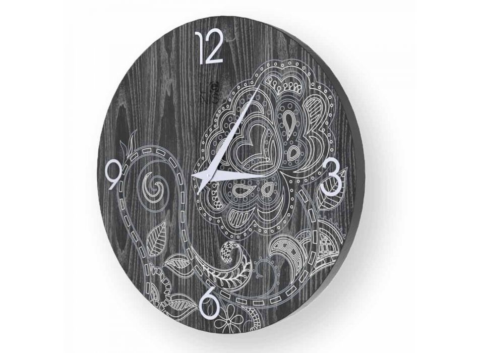 Dolo decorado reloj de madera, diseño moderno, hecho en Italia. viadurini