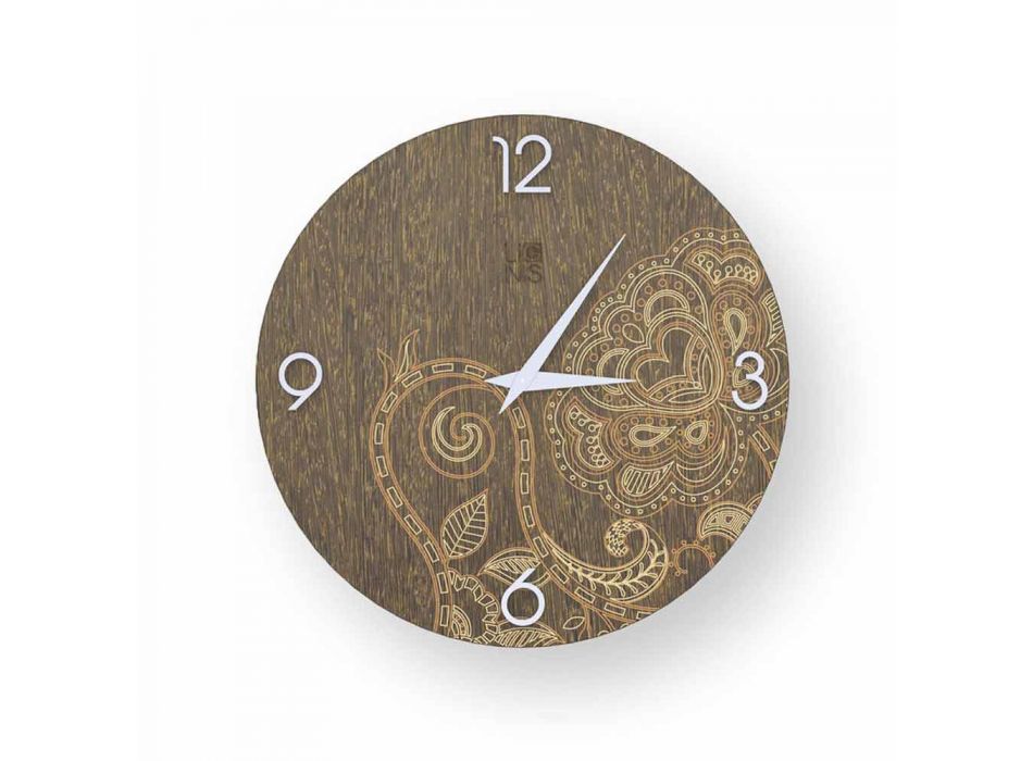 Dolo decorado reloj de madera, diseño moderno, hecho en Italia. viadurini