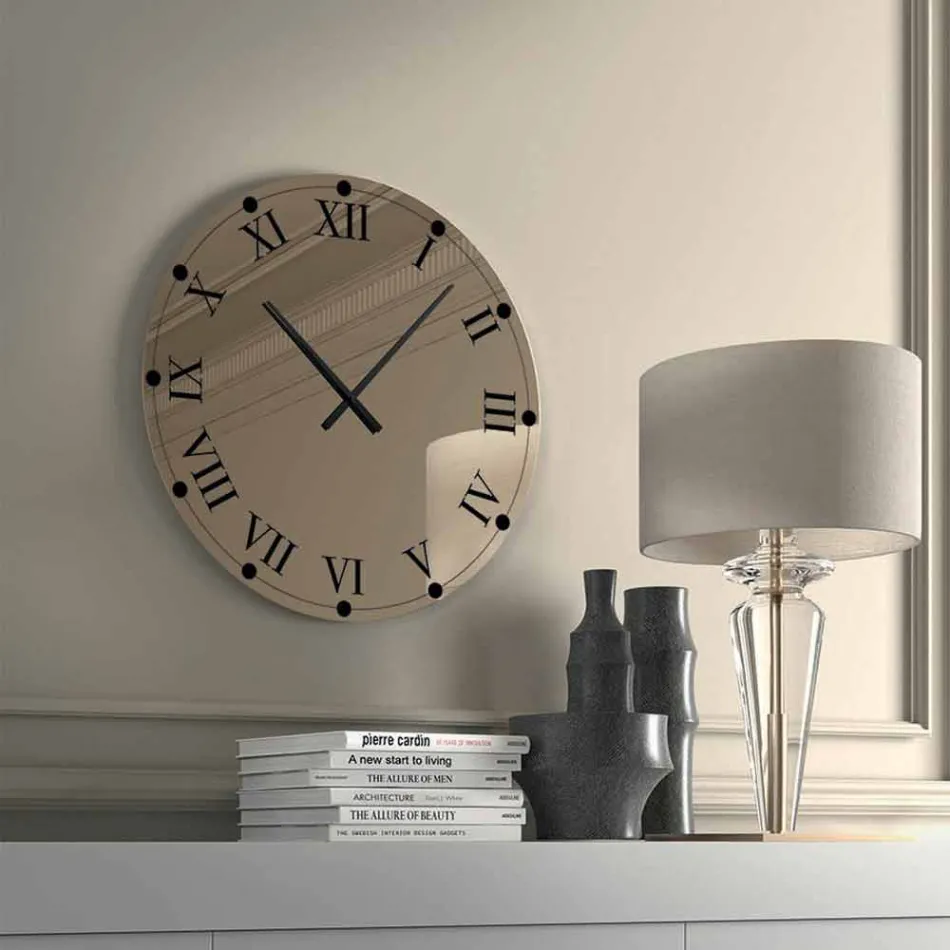 Reloj de pared redondo en cristal espejado Made in Italy - Gear viadurini