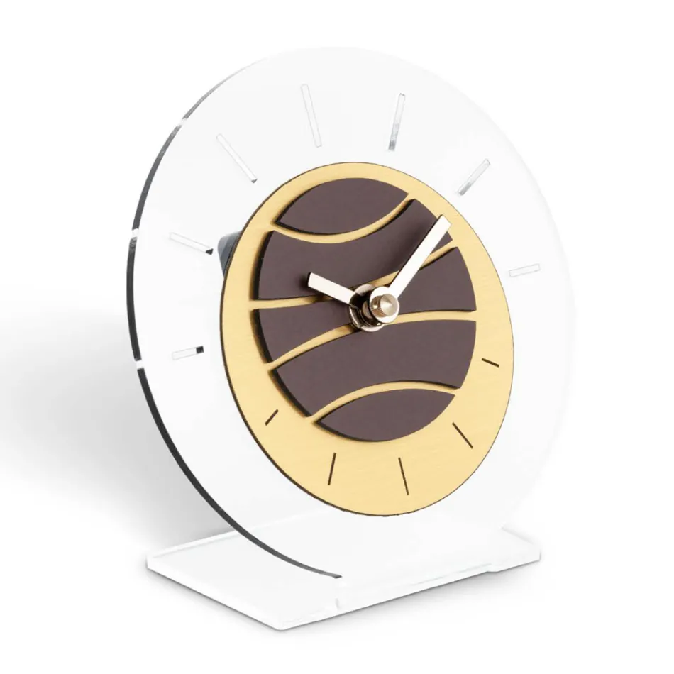 Reloj de Mesa Redondo de Metacrilato Transparente Made in Italy - Strange viadurini