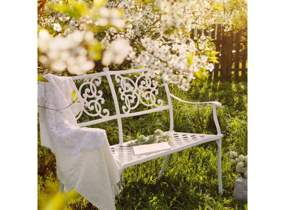 Banco de jardín apilable en aluminio blanco efecto brillante - Sama viadurini