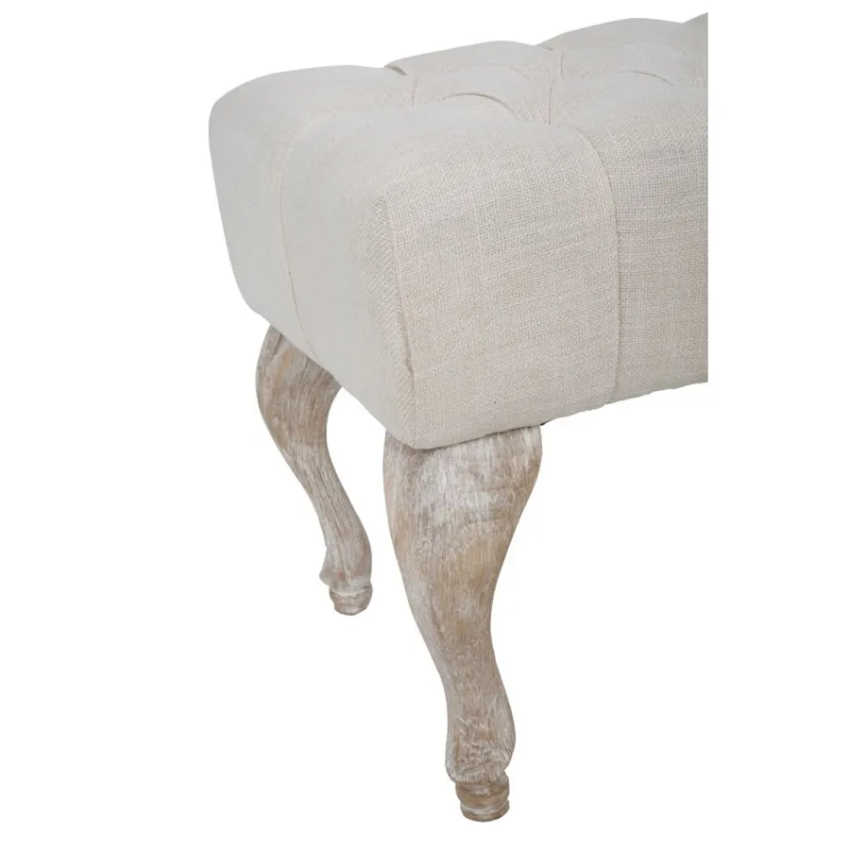 Banco Shabby Chic de Madera con Asiento de Tela Acolchada - Rocchetta viadurini