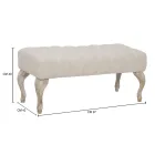 Banco Shabby Chic de Madera con Asiento de Tela Acolchada - Rocchetta viadurini