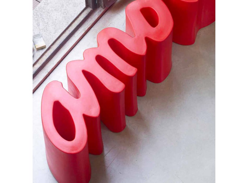 Banco de diseño colorido Slide Love moderno hecho en Italia viadurini