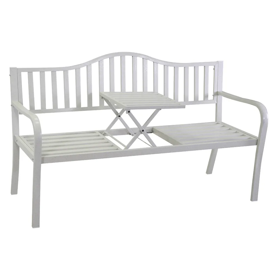 Banco de exterior de metal con mesa retráctil - Graffetta viadurini