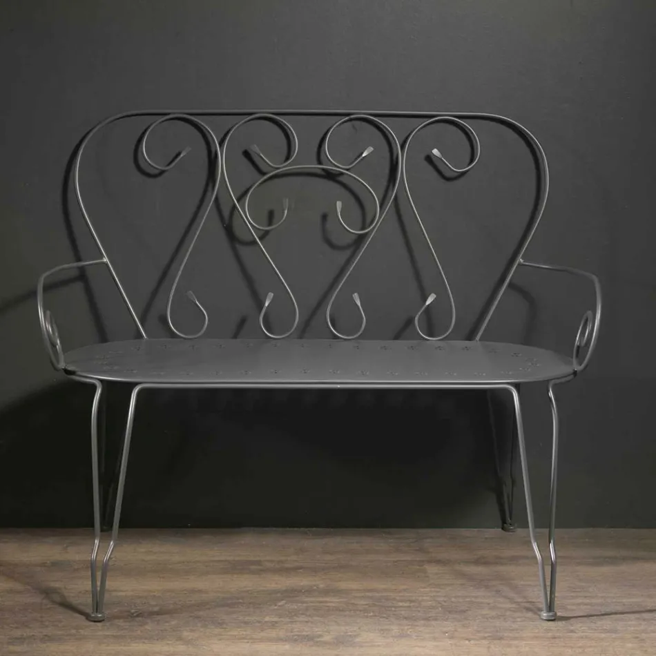 Banco de jardín hecho totalmente de metal - Archivo viadurini