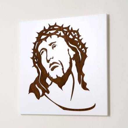 Panel blanco que representa el rostro de Cristo Made in Italy - Akari viadurini