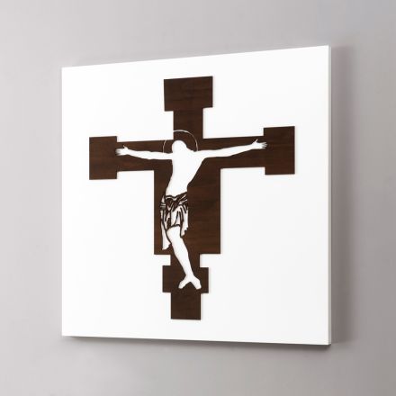 Panel Blanco con Representación del Crucifijo Made in Italy - Airi viadurini