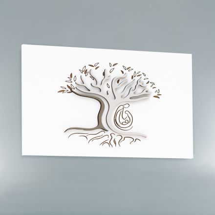 Panel blanco grabado con láser con árbol y familia Made in Italy - Helga viadurini