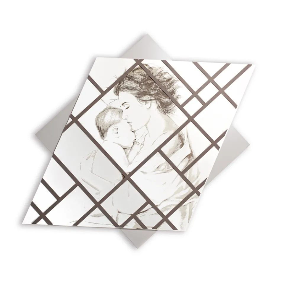 Panel grabado con láser con mujer y niño Made in Italy - Harald viadurini