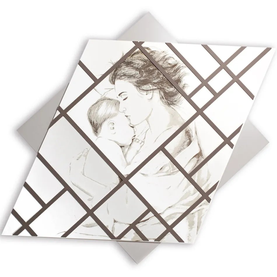 Panel grabado con láser con mujer y niño Made in Italy - Harald viadurini