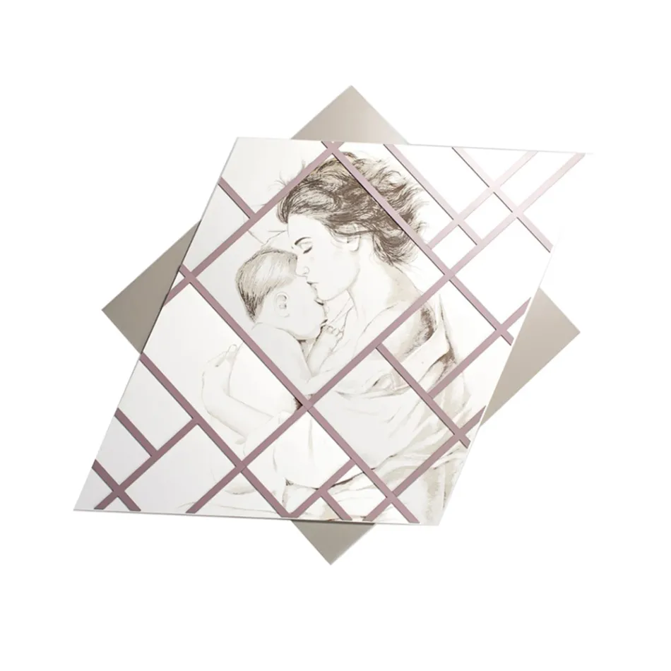 Panel grabado con láser con mujer y niño Made in Italy - Harald viadurini