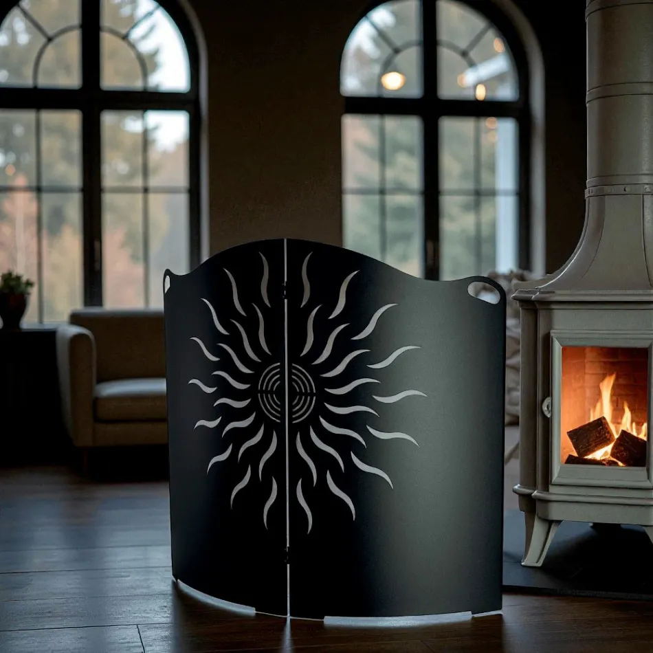 Protector de Estufa Curvo con 2 Puertas de Metal Made in Italy - Pato viadurini