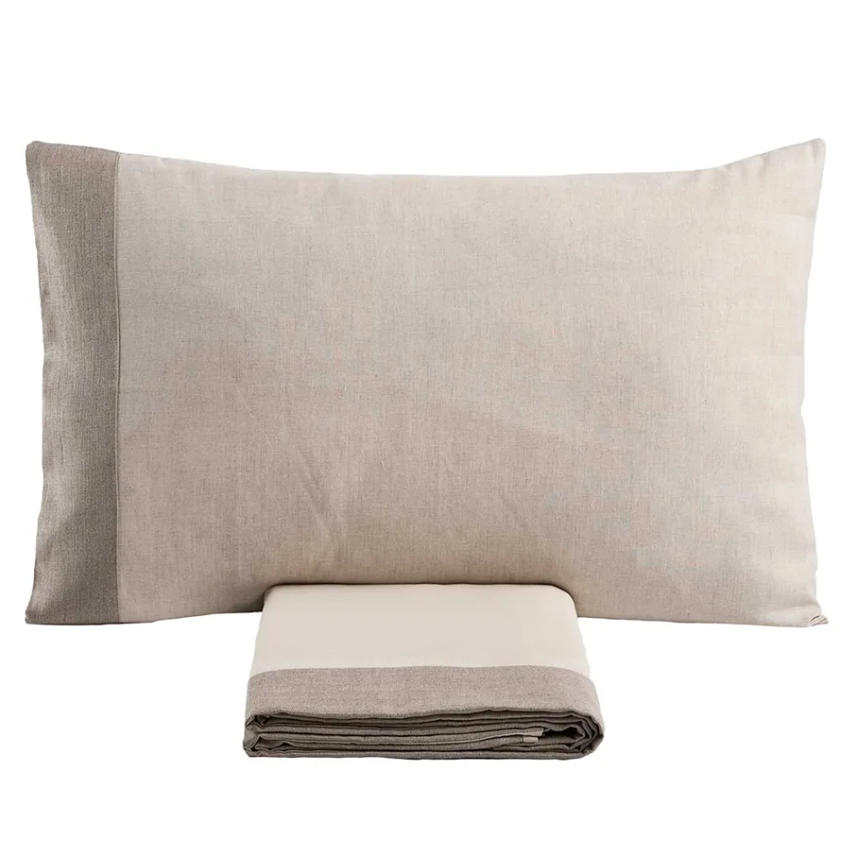 Juego de funda nórdica para cama de matrimonio en 90% algodón y 10% lino fabricado en Italia - Nestlé viadurini