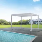 Pérgola de aluminio blanca con techo ajustable - Vitta viadurini