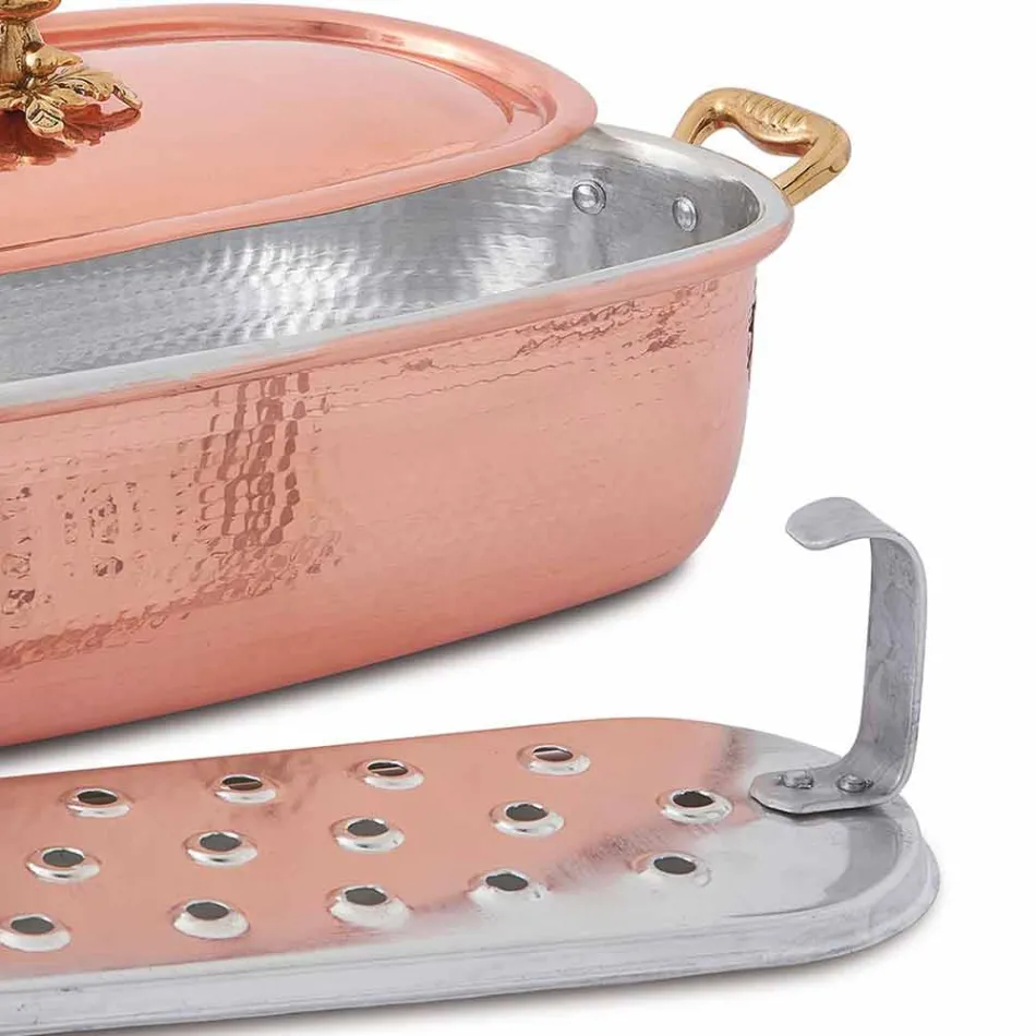 Pecera de Cobre Estañado a Mano Italiano con Tapa 44 cm - Mariapia viadurini