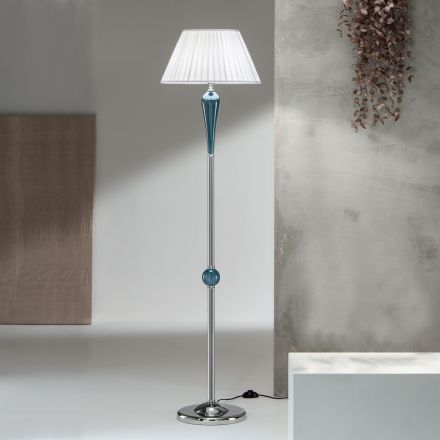 Lámpara de pie italiana clásica hecha a mano de vidrio y metal con pantalla - Oliver viadurini