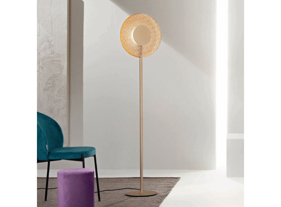 Lámpara de pie con Luz LED en Metal Pintado y Cristal Ámbar Grano - Albizia viadurini