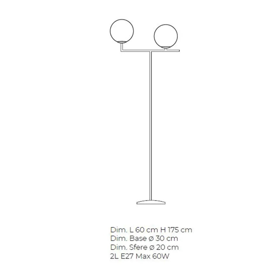 Lámpara de pie moderna en vidrio veneciano con carcasa soplado a mano - Nieve viadurini