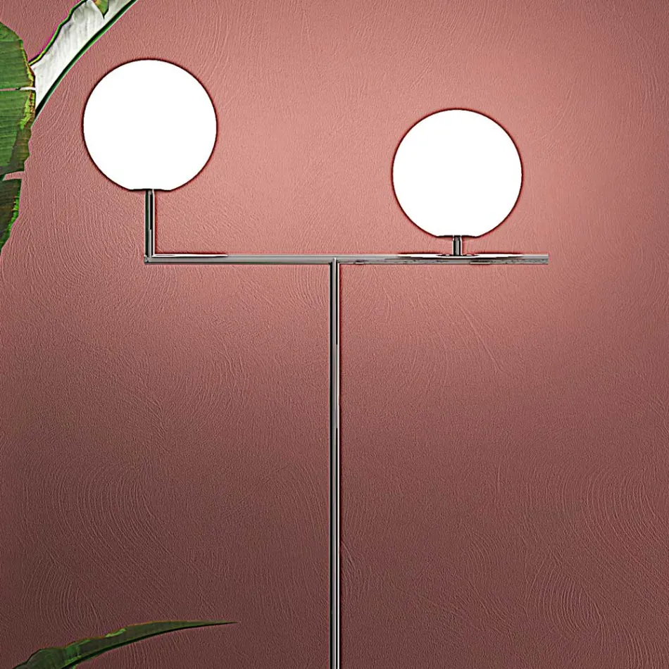 Lámpara de pie moderna en vidrio veneciano con carcasa soplado a mano - Nieve viadurini