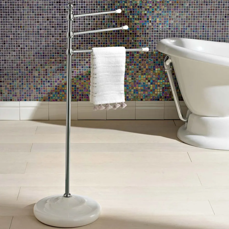 Toallero vintage de 3 brazos de latón y cerámica - Lyon viadurini