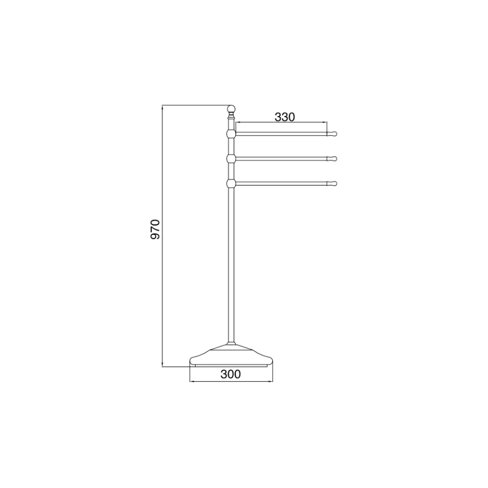 Toallero vintage de 3 brazos de latón y cerámica - Lyon viadurini