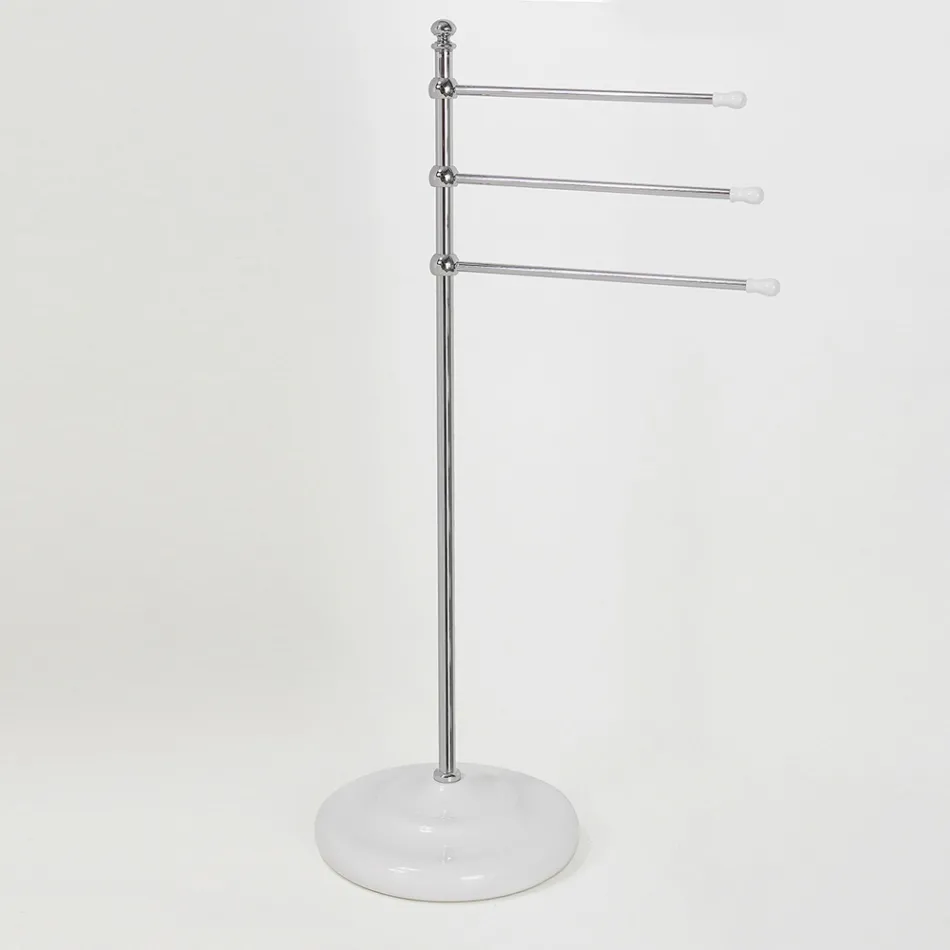 Toallero vintage de 3 brazos de latón y cerámica - Lyon viadurini