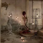 Lámpara de pie para salón 3 luces en metal blanco o natural estilo minimalista - Estilo viadurini