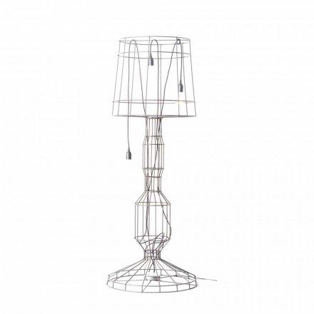 Lámpara de pie para salón 3 luces en metal blanco o natural estilo minimalista - Estilo viadurini