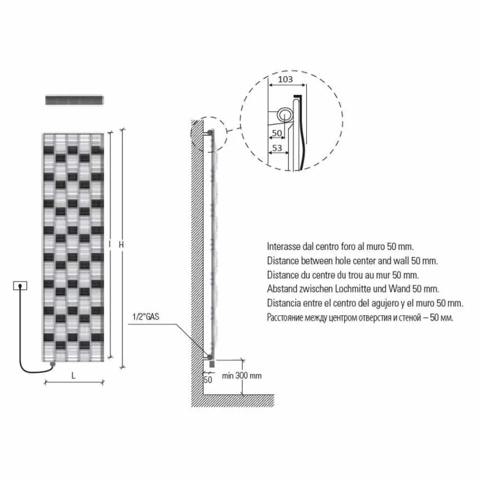 Placa radiante eléctrica de acero con diseño de 5 barras de hasta 1000 vatios - River viadurini