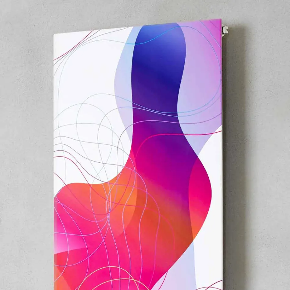 Placa radiante hidráulica de pared en acero con decoración 839 Watt - Kelvin viadurini