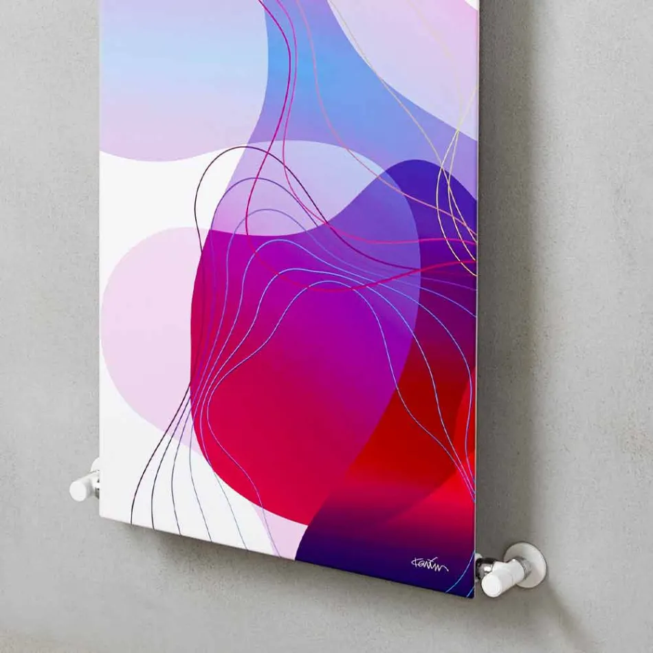 Placa radiante hidráulica de pared en acero con decoración 839 Watt - Kelvin viadurini