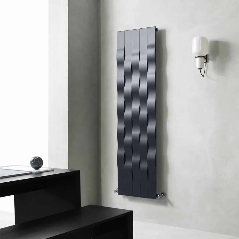 Placa radiante de acero de diseño vertical de 5 barras de hasta 1003 vatios - River viadurini