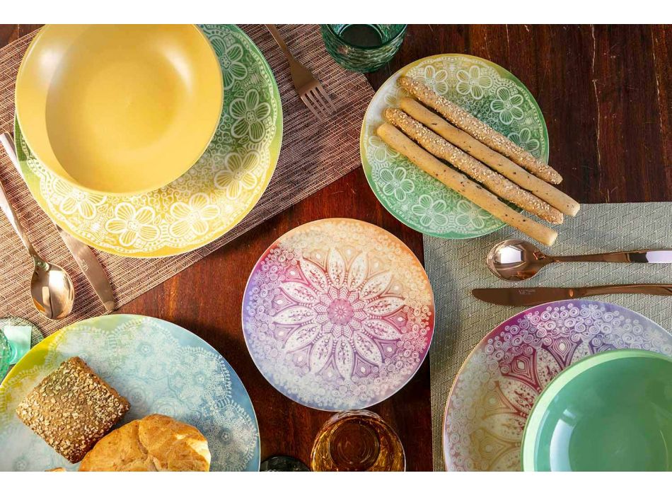 Platos de colores en porcelana y porcelana 18 piezas Serving Table - Ipanema viadurini