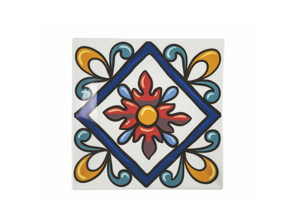 Platos Cuadrados para Mesa en Porcelana de Colores 6 Piezas - Iglesias viadurini